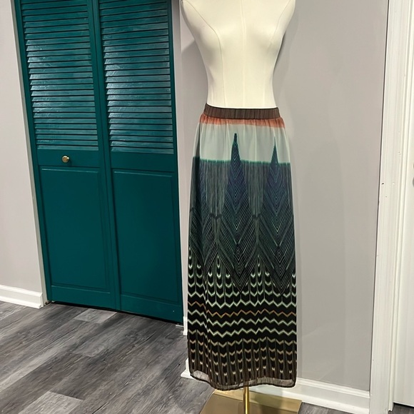 Anthropologie Maeve maxi skirt peacock inspired print - XS - Picture 1 of 10